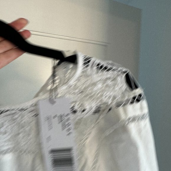 Rhode Ella Blouson Mini Dress Flared Embroidered Accent Braided Belt White - Picture 7 of 9